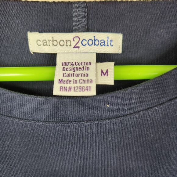 Carbon 2 Cobalt Mens Cap Sleeve Solid Print Minimalist Tee Medium - Picture 3 of 4